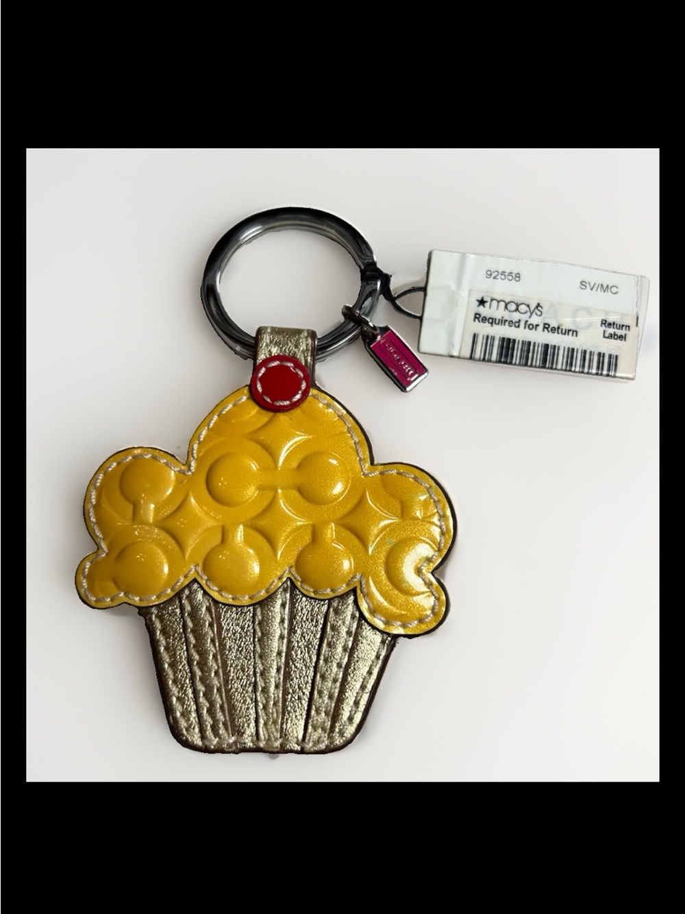 Coach Yellow Frosted Op-Art Cupcake Bag Charm, 2008-Style: (#92558) Limited Ed.